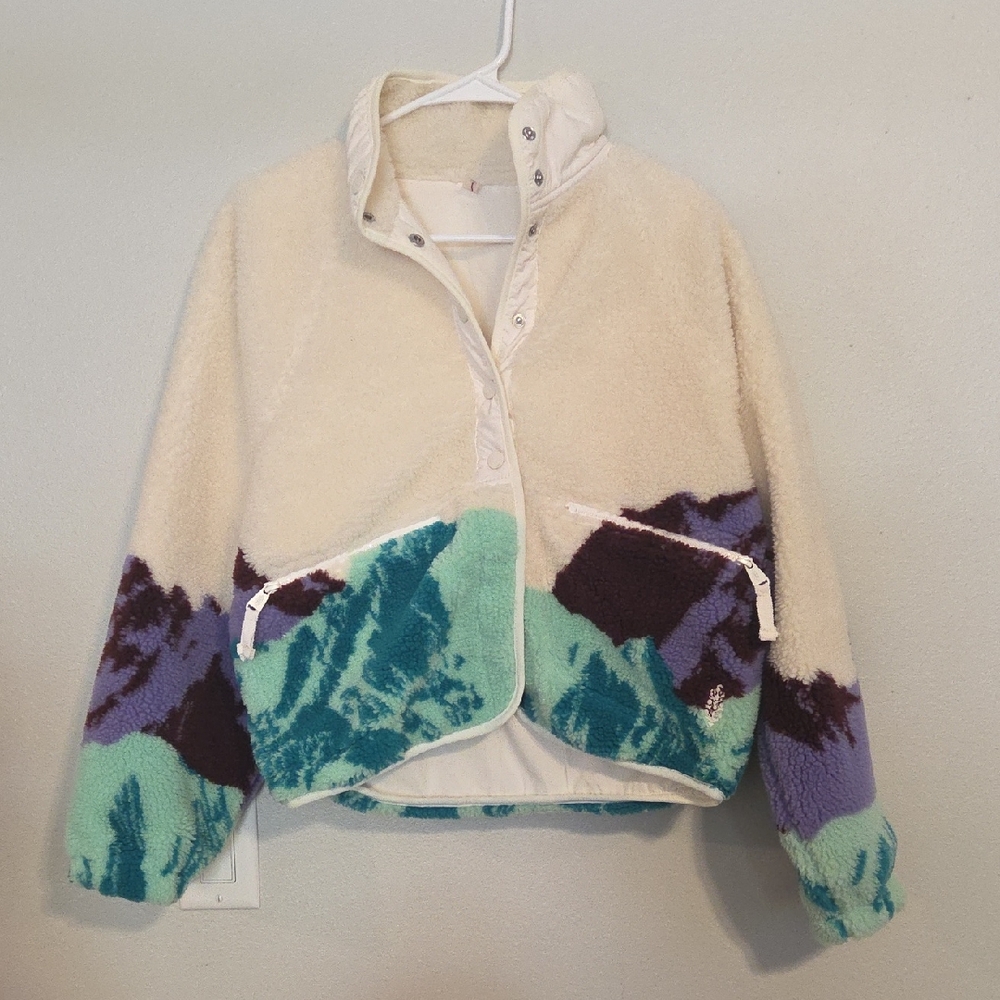 Free People Sunrise Summit Ivory Combo Fleece Jacket